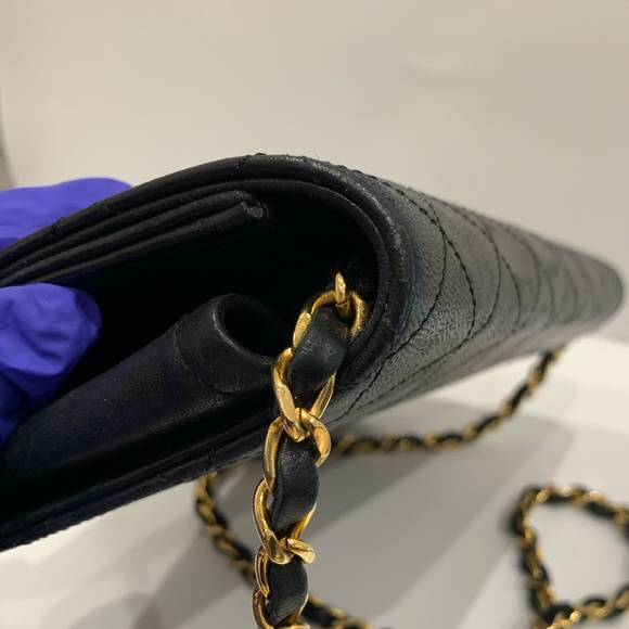 Chanel Black Leather Gold Chain Flap Bag Sku#001 (Gently used, fair condition) - Picture 7 of 11